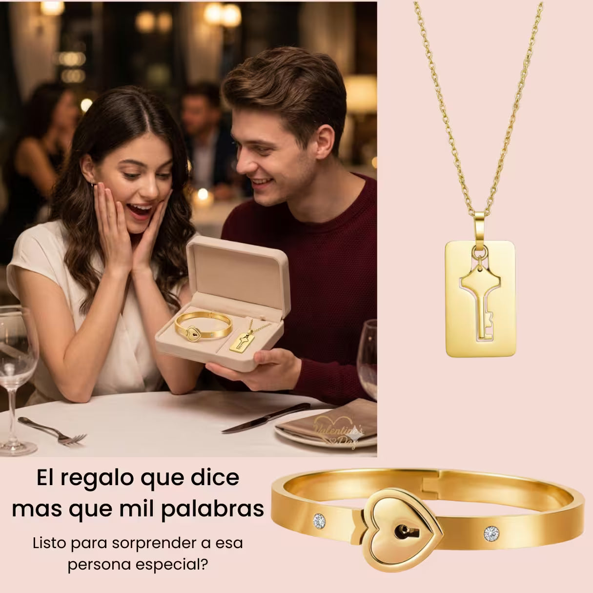 Set de Pulsera y Collar Llave del Amor para Parejas