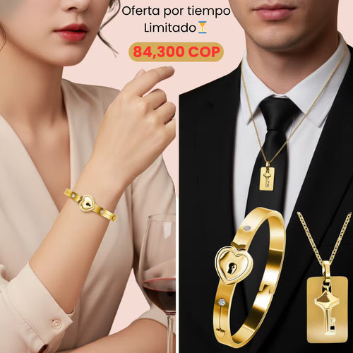 Set de Pulsera y Collar Llave del Amor para Parejas
